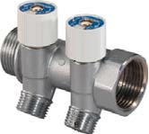 Uponor Uni-C коллектор с вентилями SH 1“НР/ВР выходы 2X1/2“НР c/c 38 мм (1014137)