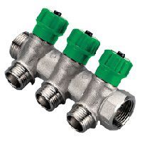 TIEMME коллектор регул. 1''x3 отв., (никель) 1840005/1868N160403