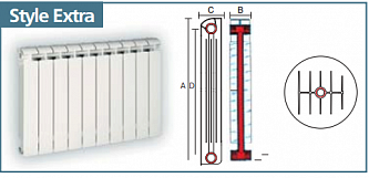 Биметаллический радиатор Global STYLE EXTRA 350 (1 секция)