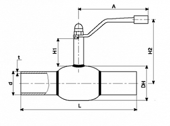 Broen Ballomax Шаровой стальной кран сварка/сварка, с рукояткой КШТ 60.102.015.А