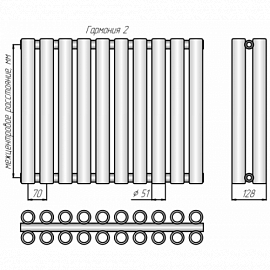 Радиатор стальной КЗТО Гармония 2 - 750 (1 секция)
