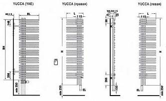 Zehnder Yucca Asym YAEC 130-050 полотенцесушитель электрический хром