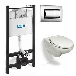 Комплект Roca Victoria 893100000 Инсталляция, кнопка хром, крышка-сиденье микролифт