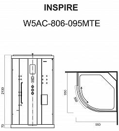 Am.Pm INSPIRE W5AC-806-095MTE Гидромассажная кабина с паром, 950х950