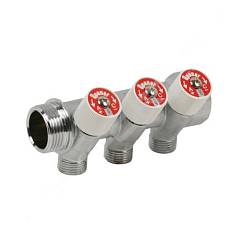 Uponor Uni-C коллектор с вентилями SH 1“НР/ВР выходы 3X1/2“НР c/c 38 мм (1014138)