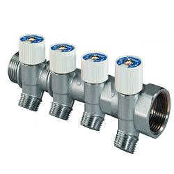 Uponor Uni-C коллектор с вентилями SH 1“НР/ВР выходы 4X1/2“НР c/c 38 мм (1014139)