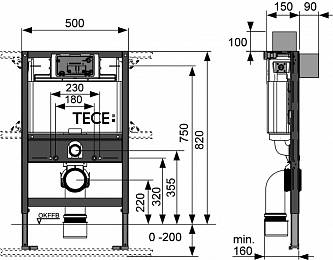 TECE Инсталляция для подвесного унитаза 9300001 (820мм)