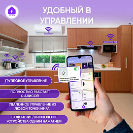 Izba Tech Умная встраиваемая WIFI розетка с голосовым управлением Алиса в стеклянном корпусе 0017