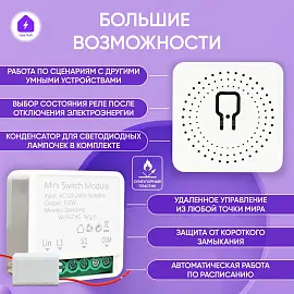 Izba Tech Умное Wi-Fi реле контроллер на 1 группу света для умного дома с Яндекс Алисой 0077-1