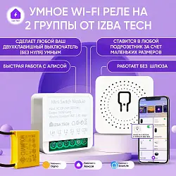 Умное Wi-Fi реле на 2 группы света с Алисой для умного дома БЕЗ НУЛЯ 0077-2