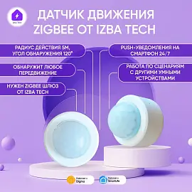 Izba Tech Умный беспроводной датчик движения TuyaZigbee для умного выключателя/розетки/лампочки 0069