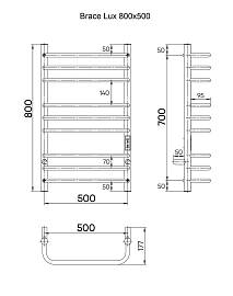 INDIGO Полотенцесушитель Brace Lux б/п electro 80/50 таймер скр.монт. R/L Черный муар LCBLE80-50BRRt