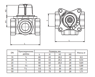 Ридан HRB-3R Клапан регулирующий трехходовой 1 1/4