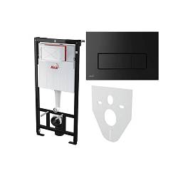 ALCA Инсталляция для унитаза Set 4v1 с шумоизоляцией,панель смыва черная,AM101/1120-4:1RU M578-00001