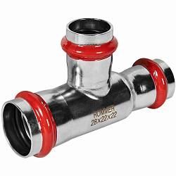 Rommer Тройник переходной 28х22х22 из нержавеющей стали прессовой RSS-0014-282222 