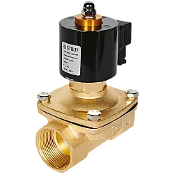 STOUT Клапан соленоидный (электромагнитный) прямого действия, НО, 220В, G1 1/2, EPDM SSV-0020-220040