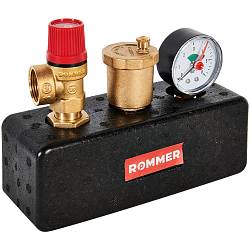 ROMMER Группа безопасности котла 3 бар, 1  (до 50 кВт) (в теплоизоляции) RVS-0004-055025