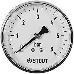 Stout Манометр аксиальный Dn 63 мм 1/4 до 6 бар SIM-1009-630608