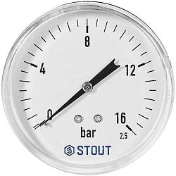 STOUT Манометр аксиальный Dn80 0-16, SIM-1009-801615