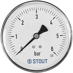 STOUT Манометр аксиальный Dn100 0-6 бар, SIM-1009-100615