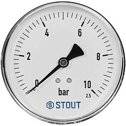 STOUT Манометр аксиальный Dn100 0-10 бар, SIM-1009-101015