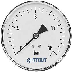 STOUT Манометр аксиальный Dn100 0-16 бар, SIM-1009-101615
