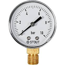 STOUT Манометр радиальный Dn 50 мм 1/4 до 10 бар, SIM-1010-501008