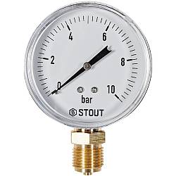 STOUT Манометр радиальный Dn 80 мм 1/2 до 10 бар, SIM-1010-801015